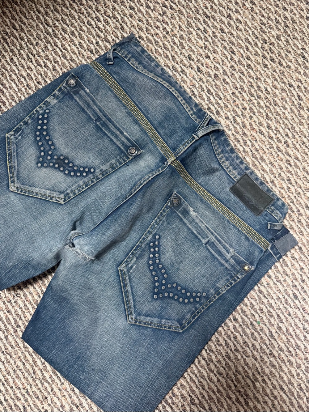 Pepe Jeans Blue Studded Back Pocket Denim Shorts